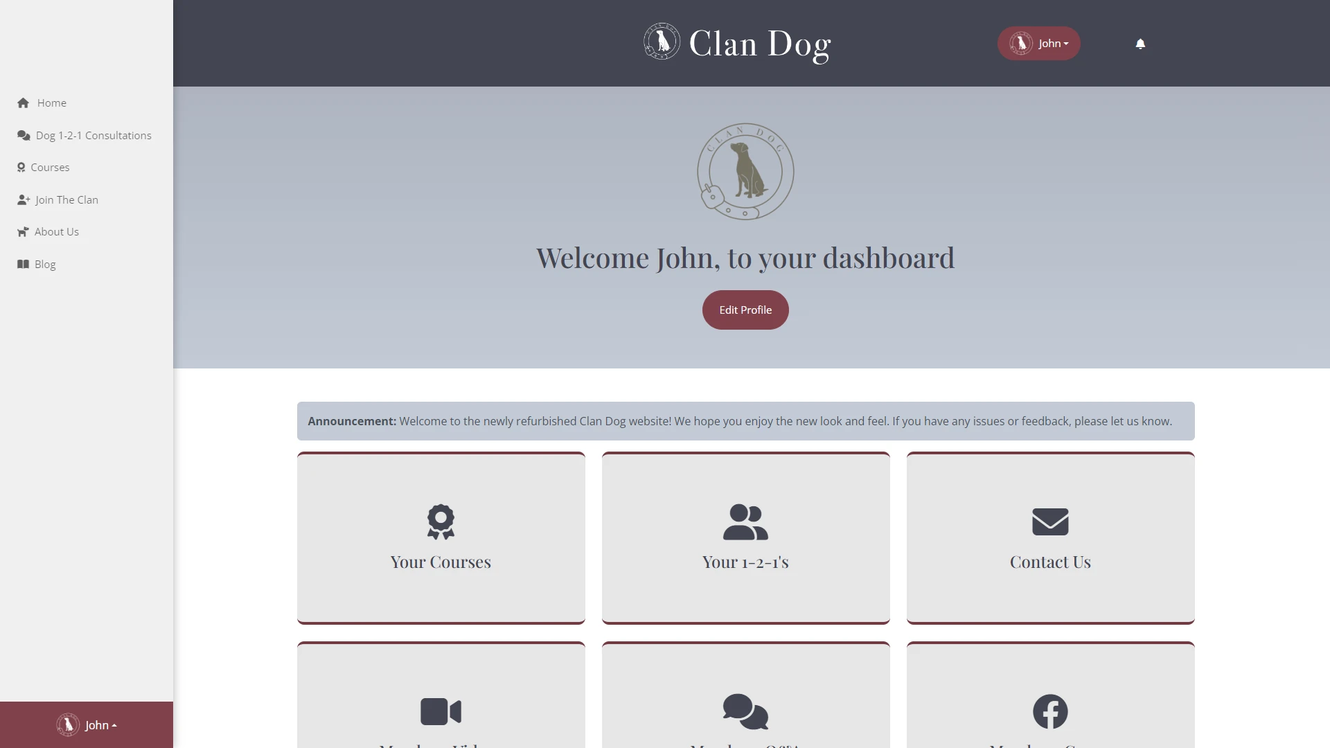 Screenshot two of Clan Dog's website