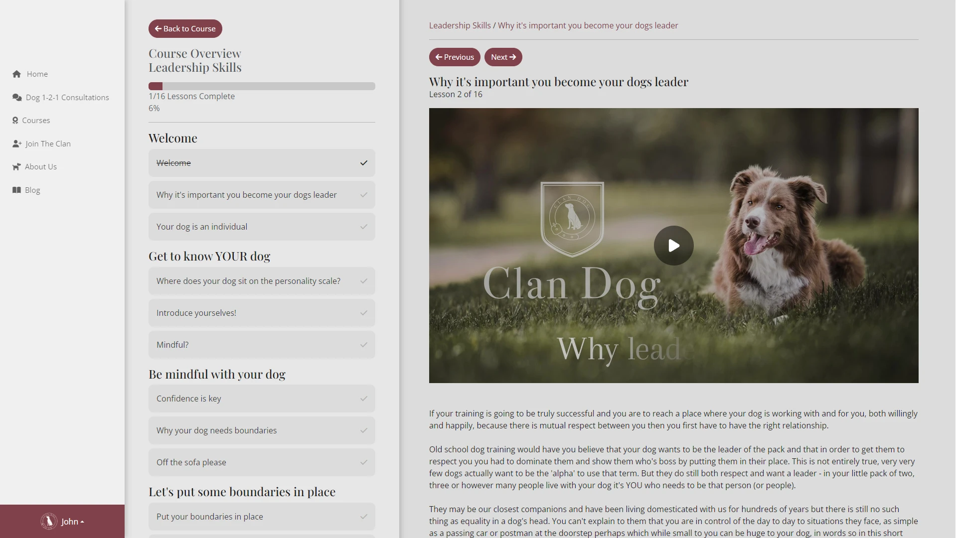 Screenshot three of Clan Dog's website