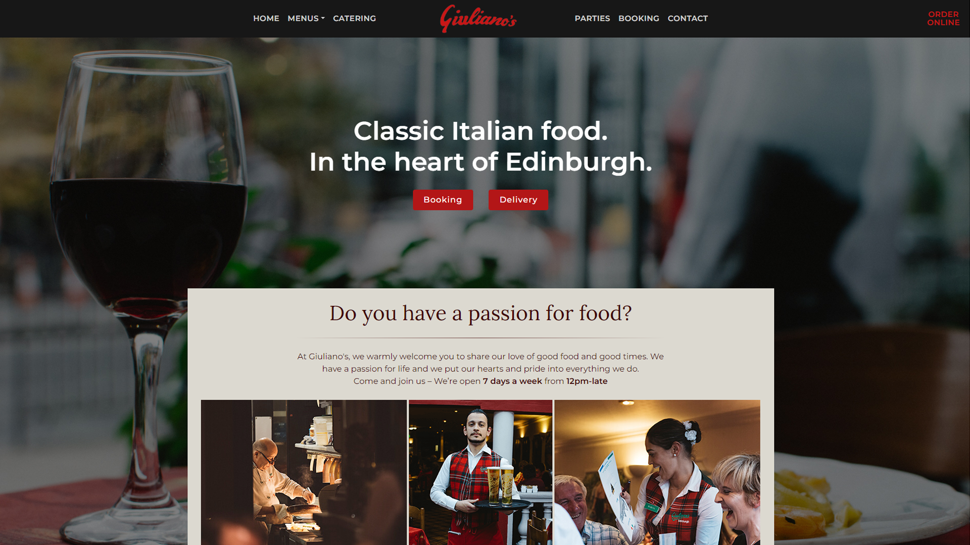Screenshot one of Giulianos's website