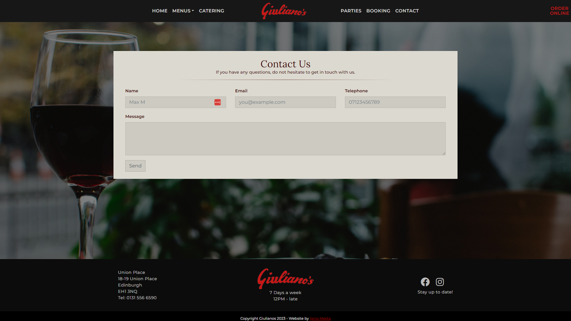 Screenshot four of Giulianos's website